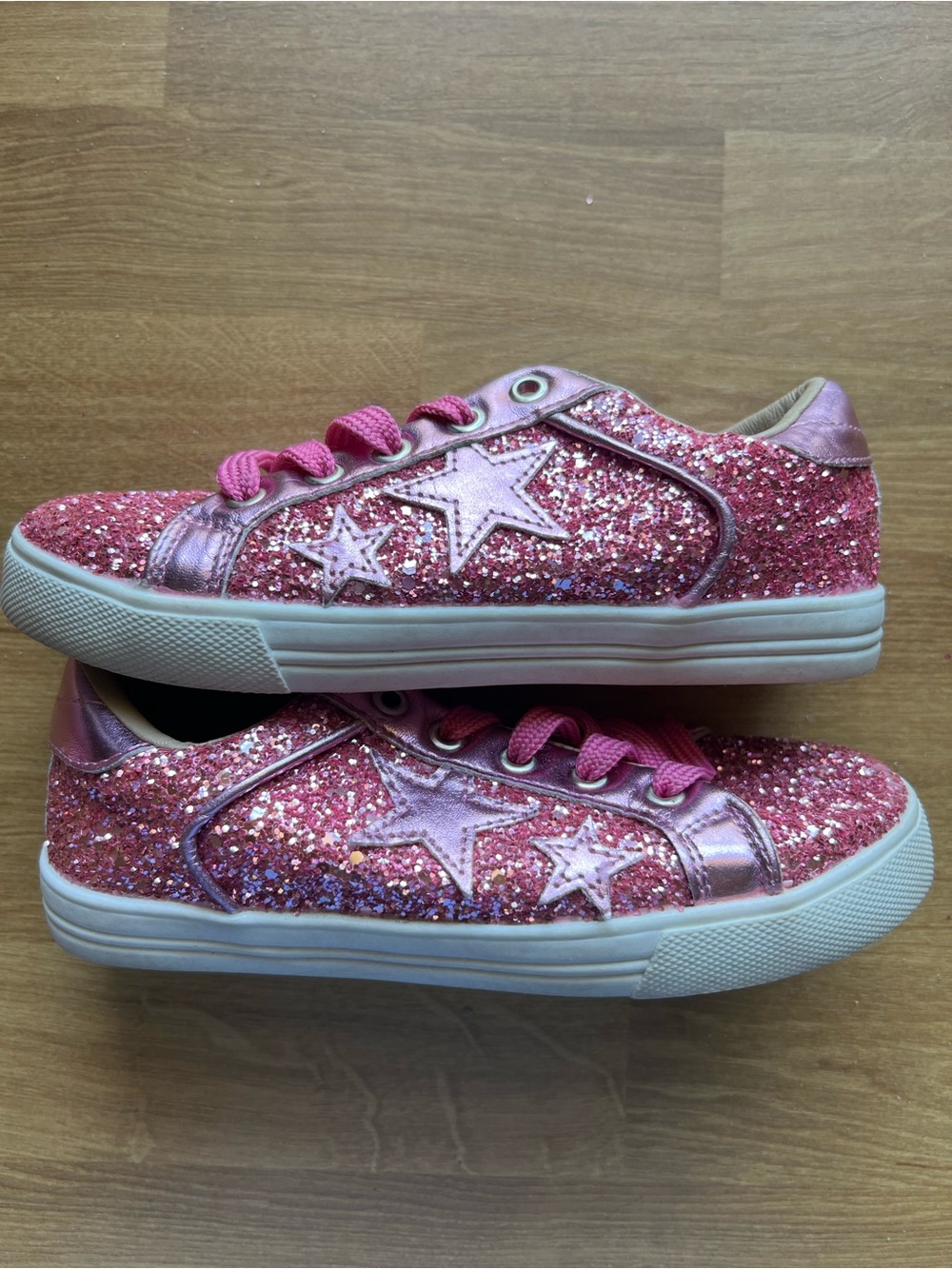 Girls' Pink Glitter Star Sneakers - Stylish Kids Shoes